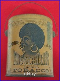 Rare Antique Black Americana Bigger Hair Tobacco Tin B. Leidersdorf Co Pat. 1878