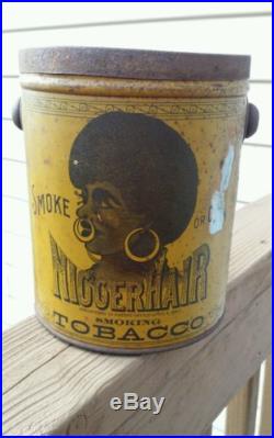 Rare Antique Black Americana Bigger Hair Tobacco Tin (with Lid & IRS sticker)