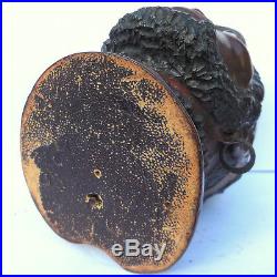 Rare Antique C19th Black Forest Painted Wood Blackamoor Inkwell Glass Eyes c1890
