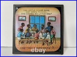 Rare Antique Ten Little Nigger Boys Primus Coloured Lantern Slides Set of 8