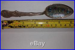 Rare Antique sterling silver Black Americana enamel spoon New Orleans sugar cane