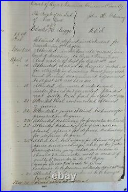 Rare Attorney Ledger Brooklyn Handwritten 1800s Prisoner Hanged Black American