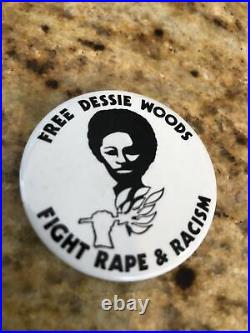Rare Black Americana 1970's Protest Pin Button Civil Rights Free Dessie Woods