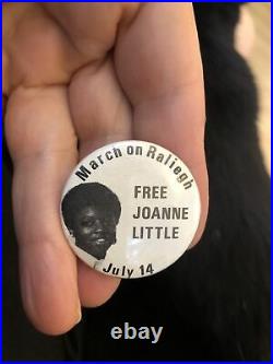 Rare Black Americana 1970's Protest Pin Button Civil Rights Free Joanne Little