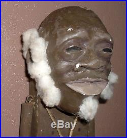 Rare Black Americana Folk Art Clay Head Doll Signed By Artist