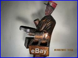 Rare Ca 1920's Red Capped Black Porter Musical Smoking Stand Automaton 36 Wood