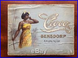 Rare Choco Bensdorp Amsterdam Wooden Chocolate Candy Box. Black Americana