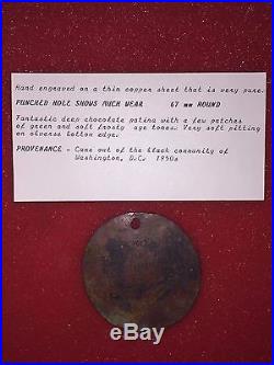 Rare Copper Free Slave Tag Dated 1837