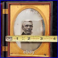 Rare Daguerreotype Photograph Ghostly Gentleman Image in Union Made Case 1850's