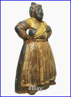 Rare Early 20th C Vint Aunt Jemima Black Americana Cast Iron Doorstop Orig Paint