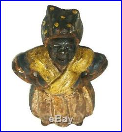 Rare Early 20th C Vint Aunt Jemima Black Americana Cast Iron Doorstop Orig Paint