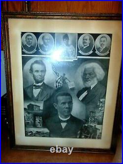 Rare Early Fred Douglass Booker T Washington Abraham Lincoln ONWARD Lithogra