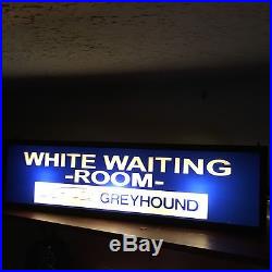 Rare Greyhound Bus Station White Waiting Room Segregation Reverse On Glass Sign