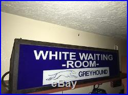 Rare Greyhound Bus Station White Waiting Room Segregation Reverse On Glass Sign