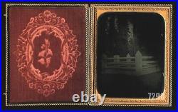 Rare Large 1850s Ambrotype of a Wooded Cemetery / Graveyard Photo Antique 1800s