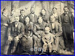 Rare Large Tintype With Big Family Excellent Piece Of Photography History