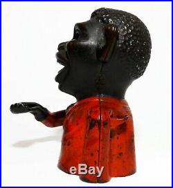 Rare Late 19th C 1882 Antique Black Americana Cast Iron Jolly N. Mechanical Bank