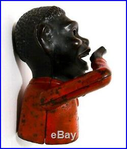 Rare Late 19th C 1882 Antique Black Americana Cast Iron Jolly N. Mechanical Bank