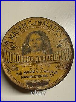 Rare MADAM C. J. WALKER WONDERFUL HAIR GROWER tinBlack Americana