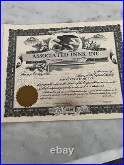 Rare ML Graham Associated Inns Inc. Stock Certificate and Signed Check