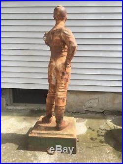 Rare Magnificent Antique Cast Iron Lawn Jockey nearly Four Feet Tall
