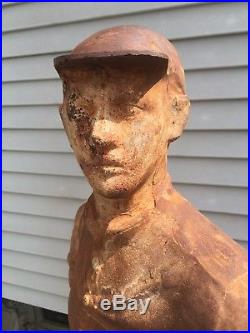 Rare Magnificent Antique Cast Iron Lawn Jockey nearly Four Feet Tall