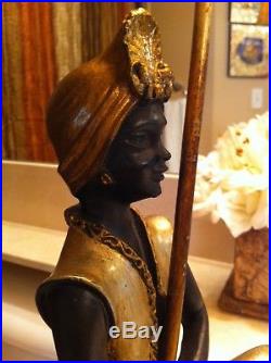 Rare Nubian Lamp Featuring Handsome Blackamoor Figurine