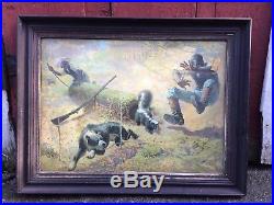 Rare Old Coon Hunting Winchester Rifle Black America Print Cabin Lodge 31 x 24