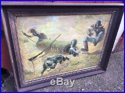 Rare Old Coon Hunting Winchester Rifle Black America Print Cabin Lodge 31 x 24