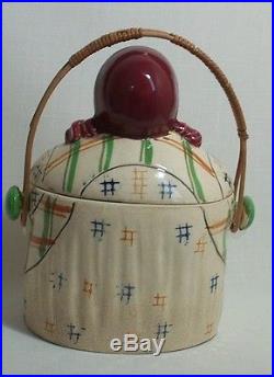Rare Plaid Black Mammy Cookie Jar with Feet Basket Handle Vintage SALE