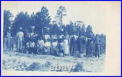 Rare RPPC Cyanotype Black Americana Farm Workers Indentured photo postcard real