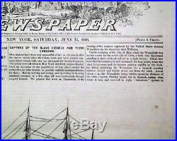 Rare SLAVE SHIP Slaver Capture Negroes Slaves PRINT Illustration 1860 Newspaper