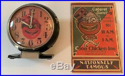 Rare Vintage COON CHICKEN INN Wind Up CLOCK Works & Bonus Restaurant MENU B Amer