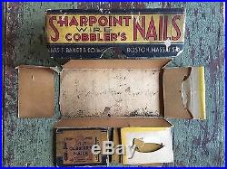 Rare Vintage Case Of Sharpoint Cobbler's Nails Black Americana Store Advertising
