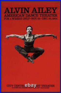 Rare Vintage Original 1984 Alvin Ailey American Dance Theatre Red Poster 25 X 38