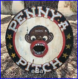 Rare Vintage Pitch A Penny Black Americana Circus Carnival Game