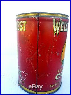 Rare Welcome Guest Brand Coffee Tin Can No Reserve Auction Black Americana