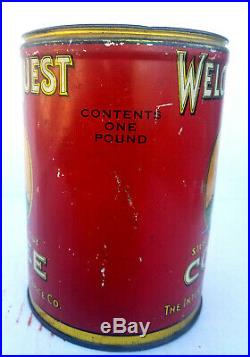 Rare Welcome Guest Brand Coffee Tin Can No Reserve Auction Black Americana