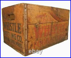Rare Whistle Bottling Co Vint Wd Box Soda Crate Rd/blk Stmpd Ink, New Bedford Ma
