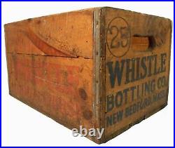 Rare Whistle Bottling Co Vint Wd Box Soda Crate Rd/blk Stmpd Ink, New Bedford Ma