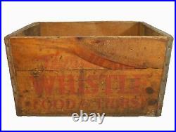 Rare Whistle Bottling Co Vint Wd Box Soda Crate Rd/blk Stmpd Ink, New Bedford Ma
