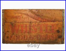 Rare Whistle Bottling Co Vint Wd Box Soda Crate Rd/blk Stmpd Ink, New Bedford Ma