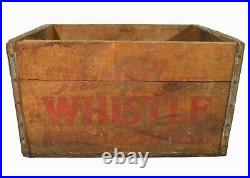 Rare Whistle Bottling Co Vint Wd Box Soda Crate Rd/blk Stmpd Ink, New Bedford Ma