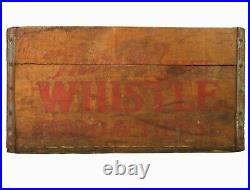 Rare Whistle Bottling Co Vint Wd Box Soda Crate Rd/blk Stmpd Ink, New Bedford Ma