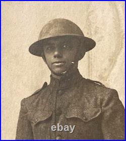 Rare! Ww1 Us Army African American Infantryman 1917 Photo Postcard Rppc