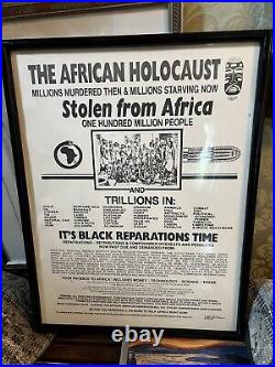 Rare vintage African Holocaust poster 1991 16 X 24 frame African American