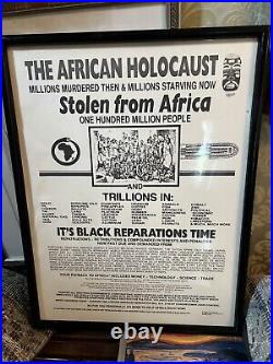 Rare vintage African Holocaust poster 1991 16 X 24 frame African American