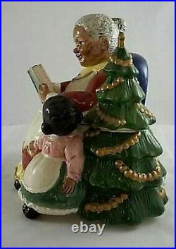Retired Black Americana Mrs Clause and Children Cookie Jar by F & F Omnibus