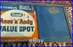 Rexall Amos'n' Andy Value Spot Heavy Tin Advertising Sign 34.5 x 15