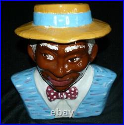 Rick Wisecarver Black Americana Cookie Jar Man with Straw Hat